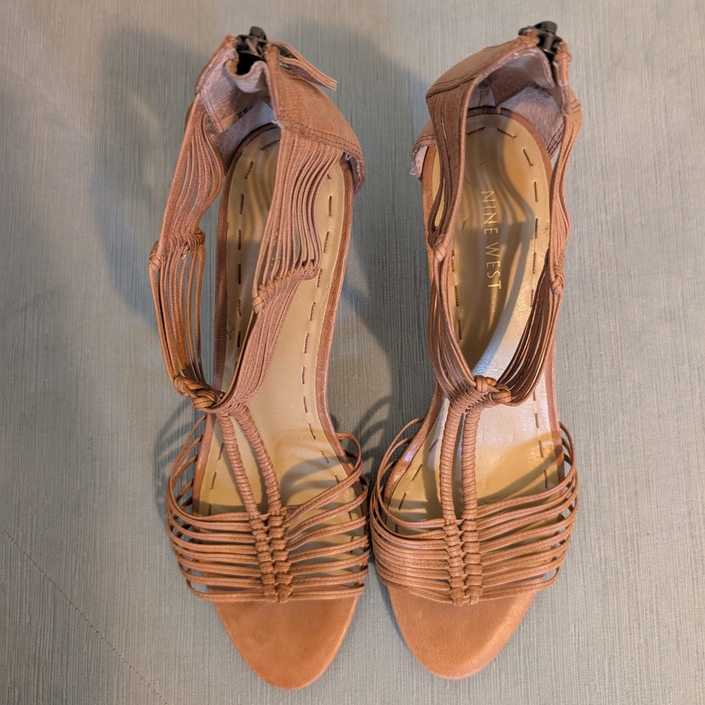 Nine West Tan Strappy Heels Size 9